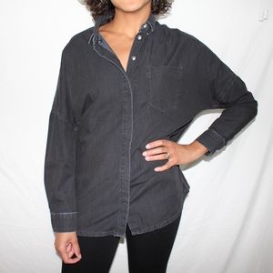 Topshop Dark Gray Denim Button Down